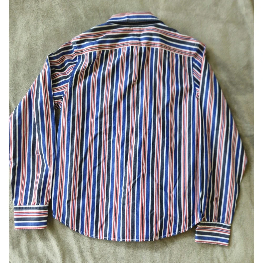 Vintage 2000's Lauren Ralph Lauren Women's Striped Button-Up Shirt Preppy Size M